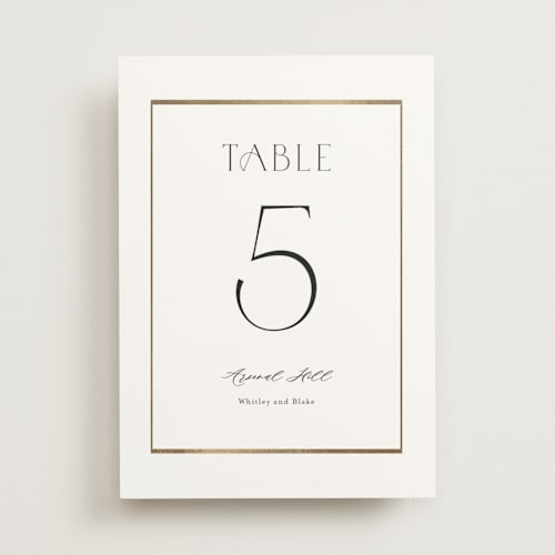 This is a cotton table numbers with foil pressed by Stacey Meacham called luster printing on doublethick in standard