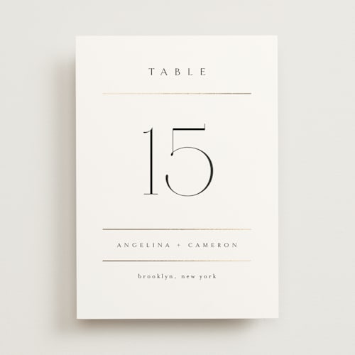 This is a silk table numbers with foil pressed by Kelly Schmidt called sophisticate printing on doublethick in standard