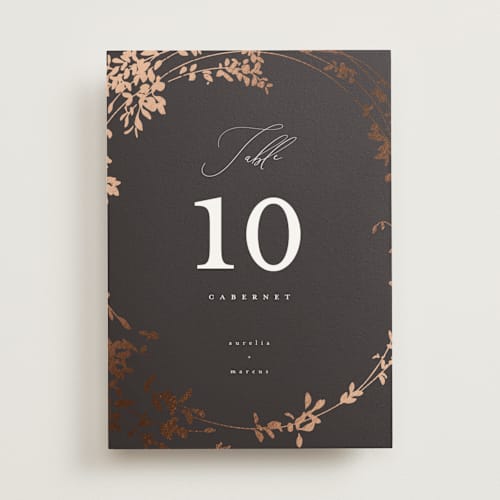 This is a cocoa table numbers with foil pressed by Leah Bisch called bliss printing on doublethick in standard