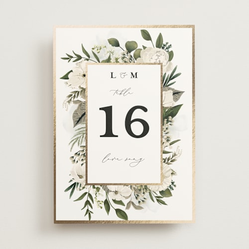 This is a vanilla table numbers with foil pressed by Susan Moyal called classic love printing on doublethick in standard