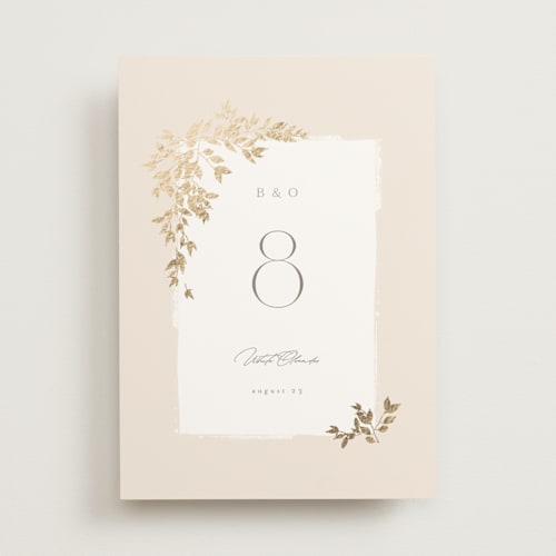 This is a latte table numbers with foil pressed by Kristie Kern called everly printing on doublethick in standard