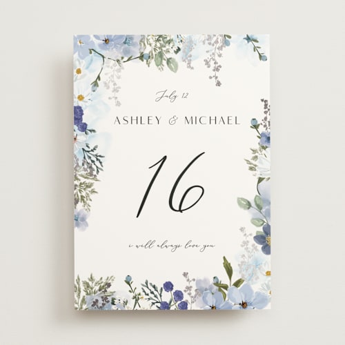 This is a serenity table numbers with foil pressed by Susan Moyal called layered florals printing on doublethick in standard