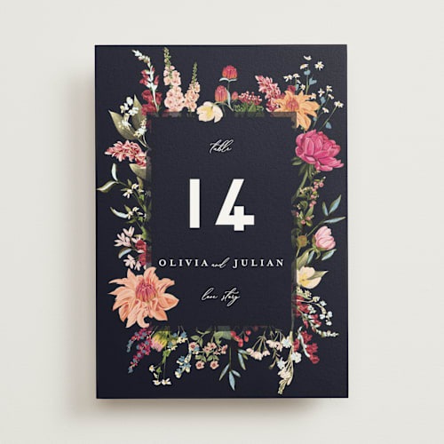 This is a twilight table numbers with foil pressed by Susan Moyal called lush printing on doublethick in standard
