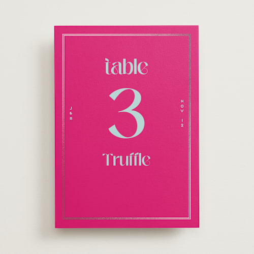 This is a dragon fruit table numbers with foil pressed by Claudia Orengo called news! printing on doublethick in standard