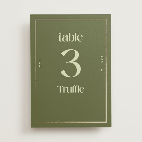 This is a kiwi table numbers with foil pressed by Claudia Orengo called news! printing on doublethick in standard