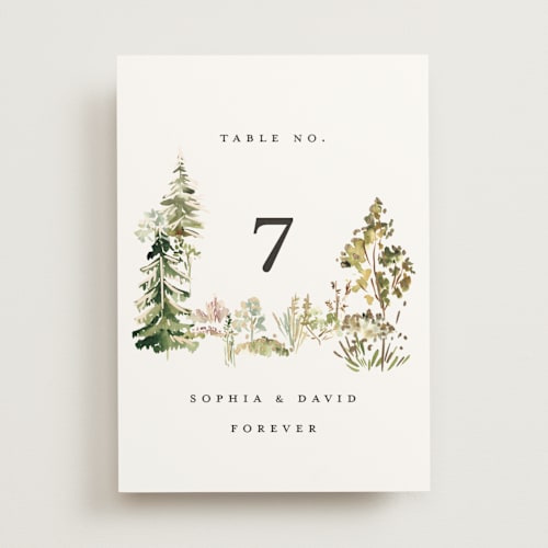 This is a forest table numbers with foil pressed by Petra Kern called great outdoors printing on doublethick in standard