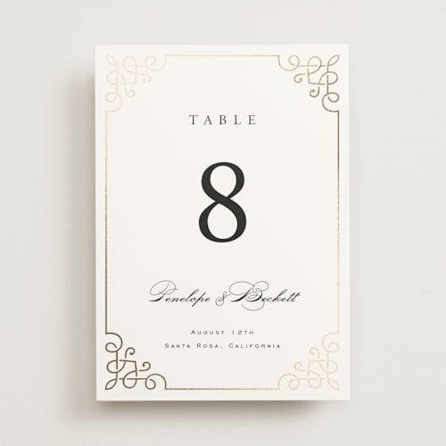 This is a pearl table numbers with foil pressed by Janean Hinger called intertwined printing on doublethick in standard