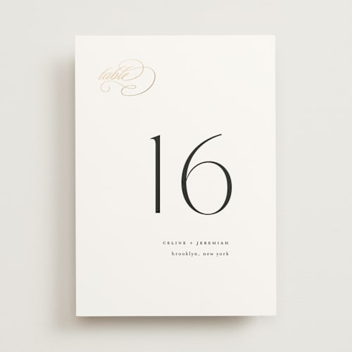 This is a silk table numbers with foil pressed by Kelly Schmidt called left align printing on doublethick in standard