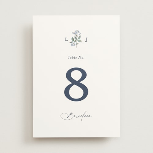 This is a sapphire table numbers with foil pressed by Olivia Raufman called climbing florals printing on doublethick in standard