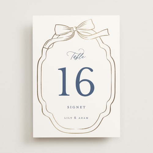 This is a lakes table numbers with foil pressed by Sarah Knight called swan song printing on doublethick in standard