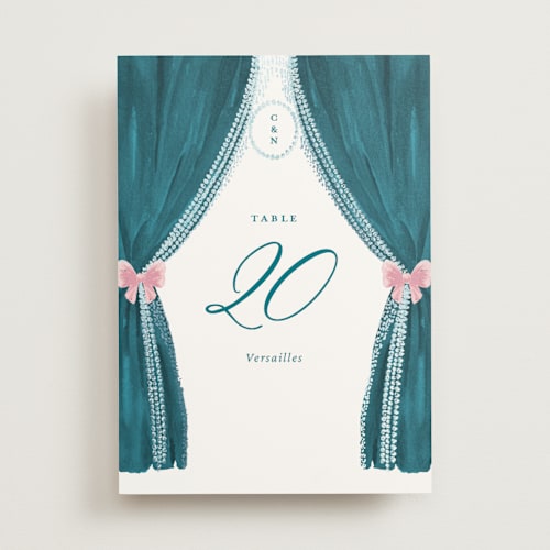 This is a indicolite table numbers with foil pressed by Claudia Orengo called tuileries printing on doublethick in standard