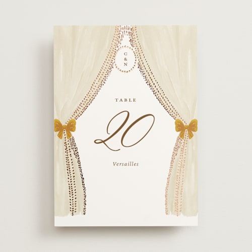 This is a amber table numbers with foil pressed by Claudia Orengo called tuileries printing on doublethick in standard