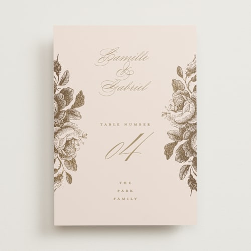 This is a petal table numbers with foil pressed by Design Lotus called idyllic printing on doublethick in standard