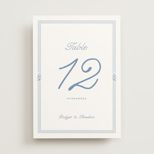 This is a sky table numbers with standard by Kate Ahn called court printing on doublethick in standard
