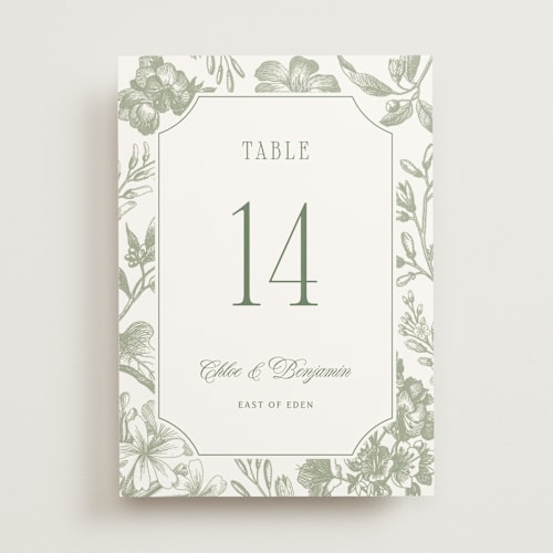This is a moss table numbers with standard by Kelly Schmidt called woods printing on doublethick in standard