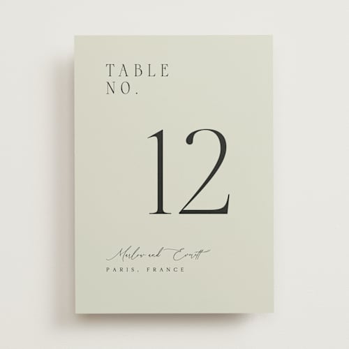 This is a spring table numbers with standard by Kelly Schmidt called scripted initials printing on doublethick in standard
