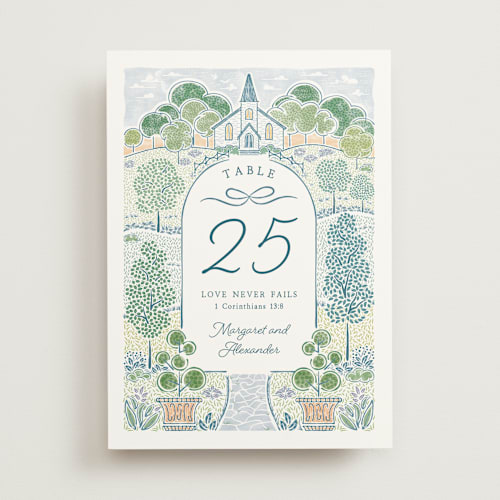 This is a meadow table numbers with standard by Paper Sun Studio called going to the chapel printing on doublethick in standard