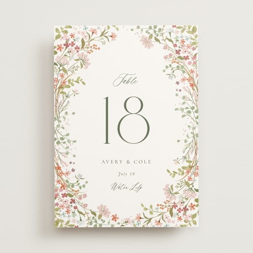 This is a peony table numbers with standard by Jennifer Wick called avery printing on doublethick in standard