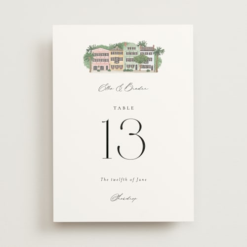 This is a lily table numbers with standard by Jennifer Wick called east bay street printing on doublethick in standard