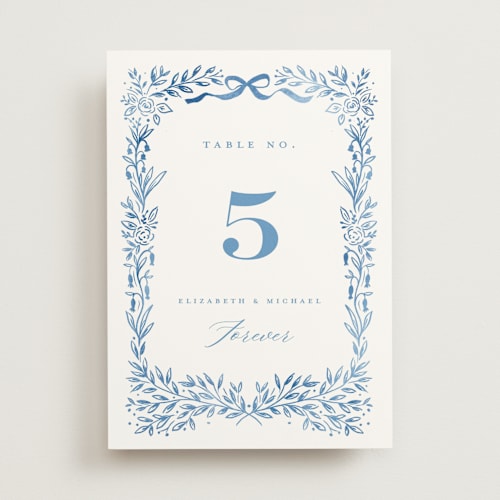 This is a cobalt table numbers with standard by Petra Kern called royal printing on doublethick in standard