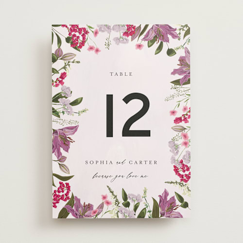 This is a lilac table numbers with standard by Susan Moyal called gather printing on doublethick in standard