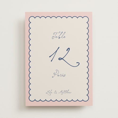 This is a cobalt table numbers with standard by Lucrecia Caporale called swan love printing on doublethick in standard