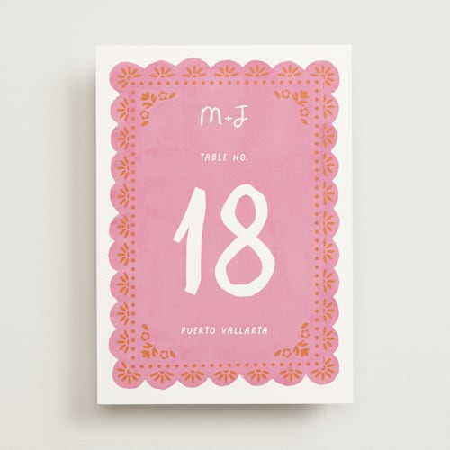 This is a carnation table numbers with standard by Itsy Belle Studio called vienes printing on doublethick in standard