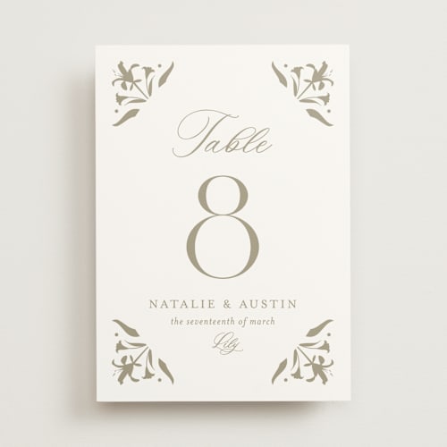 This is a paris rain table numbers with standard by Jennifer Postorino called calia printing on doublethick in standard