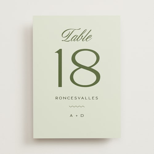This is a lemongrass table numbers with standard by Sam Dubeau called swoon printing on doublethick in standard