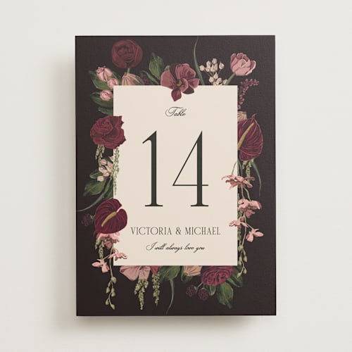 This is a merlota table numbers with standard by Susan Moyal called romantics printing on doublethick in standard