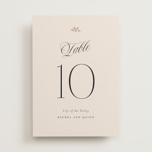 This is a ivory table numbers with standard by Paper Raven Co. called vintage romance printing on doublethick in standard