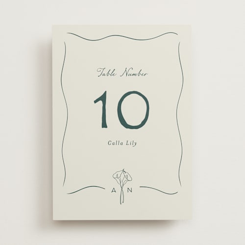 This is a sage table numbers with standard by Leah Bisch called pair of calla lilies printing on doublethick in standard