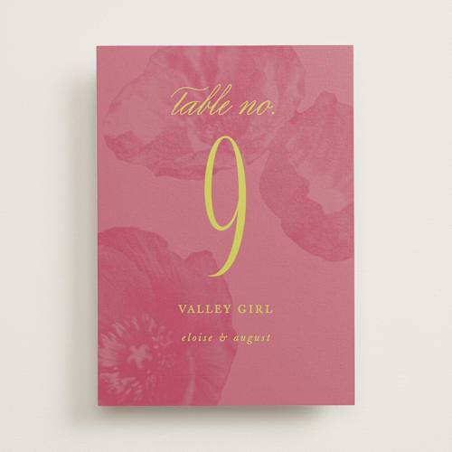 This is a flamingo table numbers with standard by Morgan Kendall called maximalist poppies printing on doublethick in standard