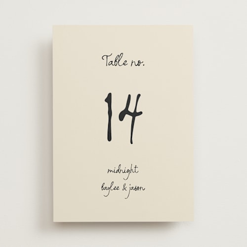 This is a tuxedo table numbers with standard by Jelena Vuletic called inkwoven printing on doublethick in standard