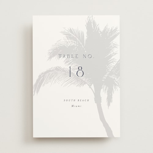 This is a dusty navy table numbers with standard by AK Graphics called palm printing on doublethick in standard