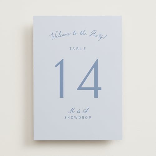 This is a sky table numbers with standard by Nicole Walsh called personal note printing on doublethick in standard