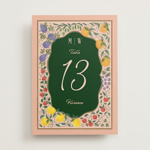 This is a verde table numbers with standard by Paper Sun Studio called bountiful printing on doublethick in standard