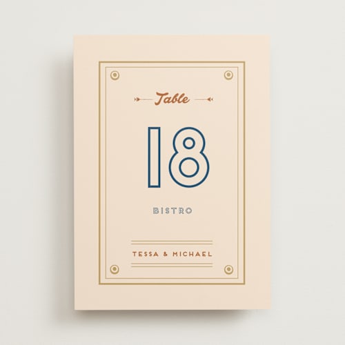 This is a latte table numbers with standard by Wonderland called street bistro printing on doublethick in standard