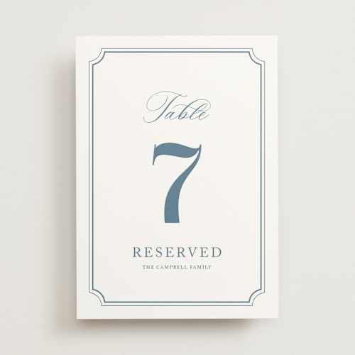 This is a dusty blue table numbers with standard by Jennifer Postorino called avery printing on doublethick in standard