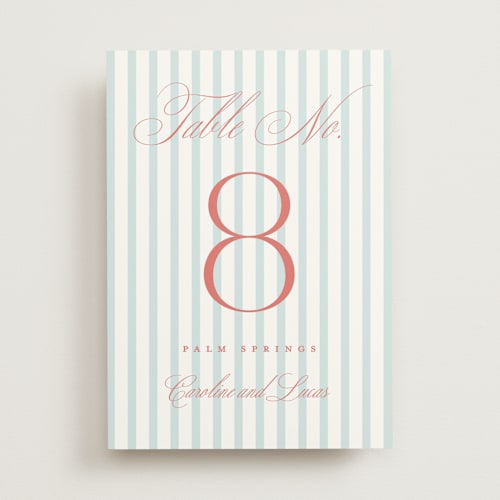 This is a carribean table numbers with standard by Erin German called preppy printing on doublethick in standard