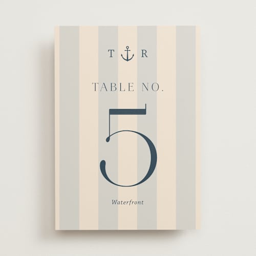 This is a sea breeze table numbers with standard by Rebecca Durflinger called nautical nuptials printing on doublethick in standard