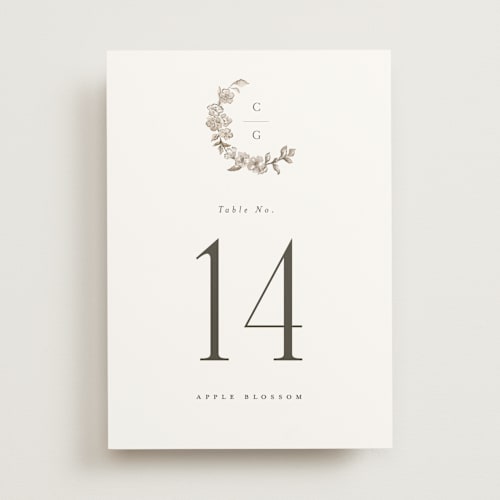 This is a sephia table numbers with standard by Itsy Belle Studio called daphne printing on doublethick in standard