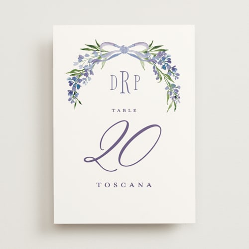 This is a tuscany table numbers with standard by Claudia Orengo called lavender printing on doublethick in standard
