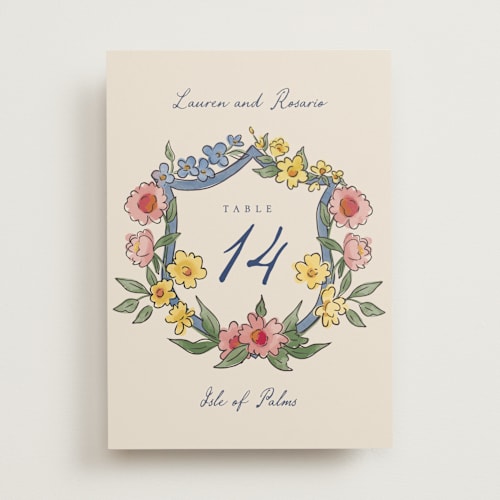 This is a cornflower table numbers with standard by Chris Griffith called a wedding in low country printing on doublethick in standard
