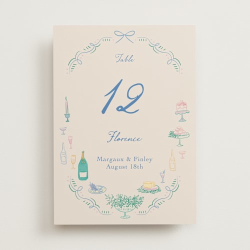This is a pastel table numbers with standard by Elly called dining printing on doublethick in standard