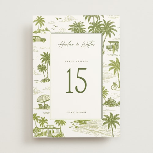 This is a palm table numbers with standard by Jenna Holcomb called west coast toile printing on doublethick in standard