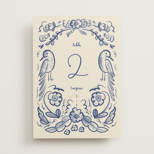 This is a marseille blue table numbers with standard by Ani Somi called santa catalina printing on doublethick in standard