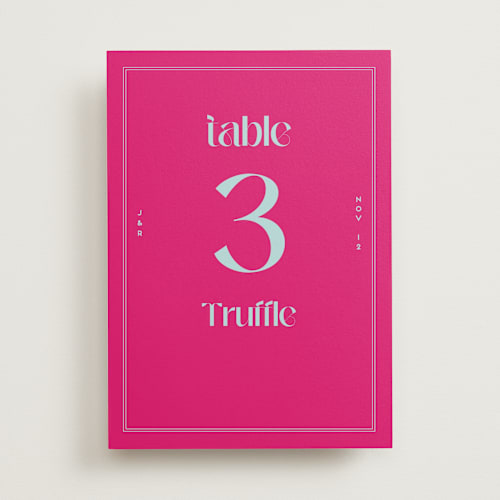 This is a dragon fruit table numbers with standard by Claudia Orengo called news! printing on doublethick in standard
