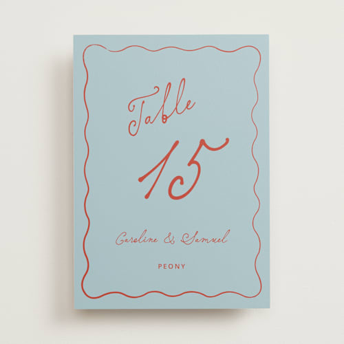 This is a sky table numbers with standard by Kelly Watkins called whimsical printing on doublethick in standard