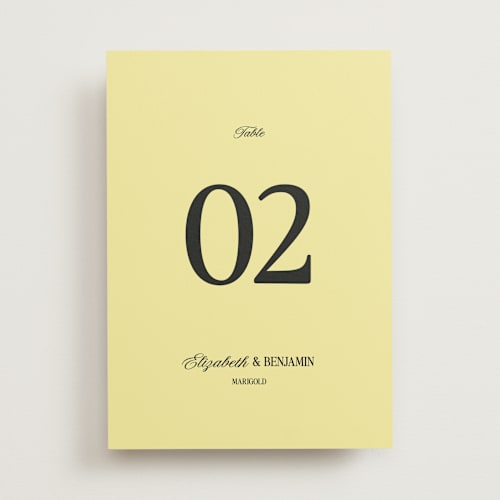 This is a butter table numbers with standard by Helena Vitto called the eternal printing on doublethick in standard